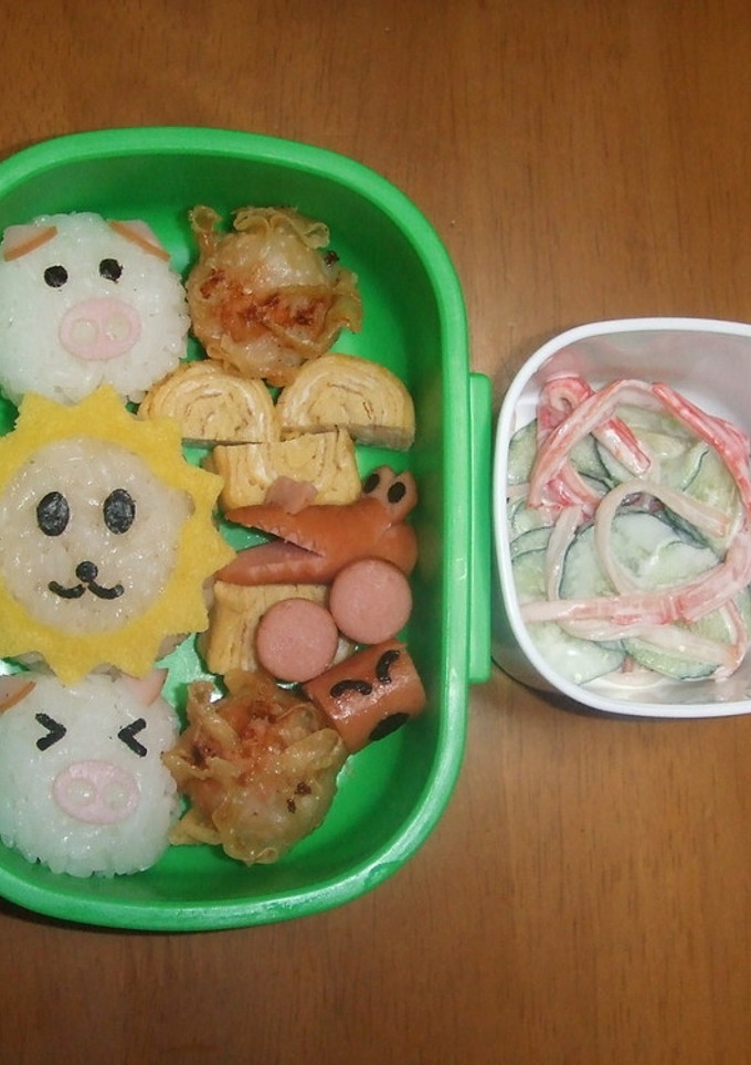 キャラ弁　らいおん と ぶたさん-レシピのメイン写真