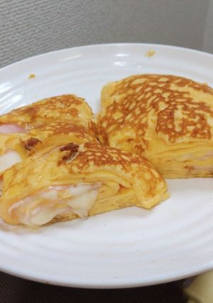 高たんぱく！フライパンでハムチーズ卵焼き-レシピのメイン写真