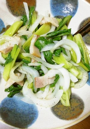 チンゲン菜と新玉ねぎの塩炒め-レシピのメイン写真