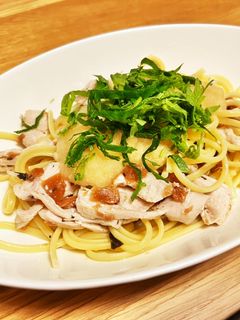 さっぱり!鶏むねの梅ポンおろしパスタ-レシピのメイン写真
