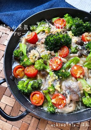 鯖の水煮缶とたっぷりお野菜のアヒージョ-レシピのメイン写真