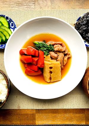 煮物　赤コンニャク　せせり　竹の子-レシピのメイン写真