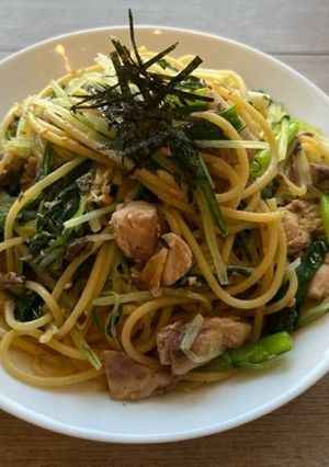 さばと水菜のバター醤油パスタ-レシピのメイン写真