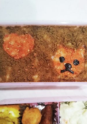 そぼろ弁当(ねことハート)-レシピのメイン写真