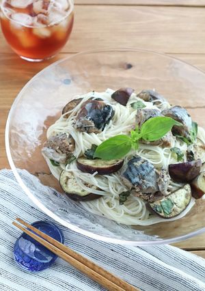 なすとさば缶のバジルそうめんチャンプルー-レシピのメイン写真