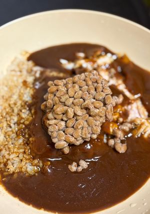 一人暮らしサラダチキン納豆レトルトカレー-レシピのメイン写真