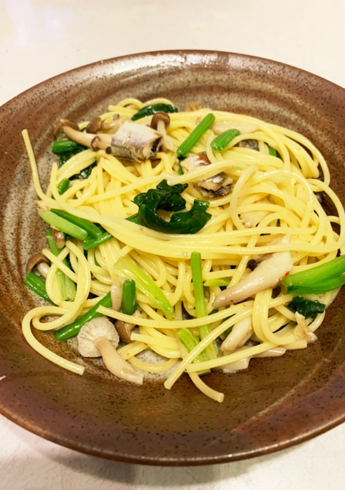 ししゃもとほうれん草とキノコのパスタ-レシピのメイン写真