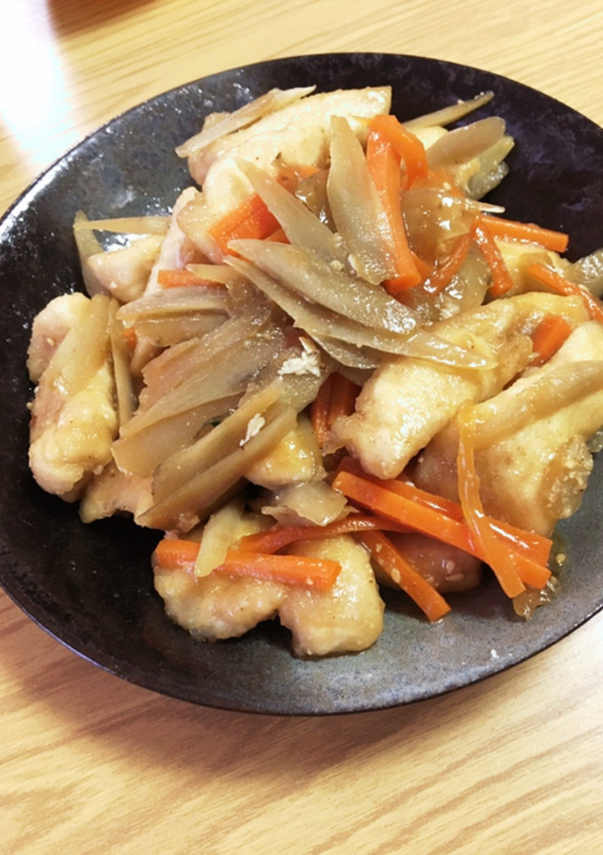 冷凍ごぼうで簡単！むね肉と根菜のきんぴら-レシピのメイン写真