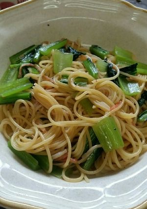 小松菜とカニかまの中華風パスタ-レシピのメイン写真