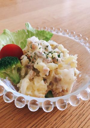 旨みたっぷり♪ ひき肉入りポテトサラダ-レシピのメイン写真