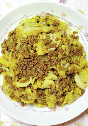 ひき肉とキャベツのカレー炒め-レシピのメイン写真