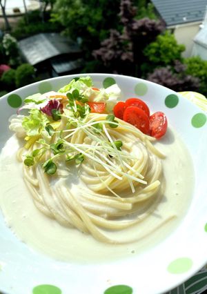 じゃがいも冷製スープでパスタ-レシピのメイン写真
