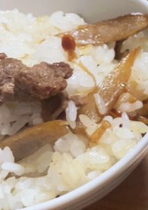 牛肉と牛蒡と榎の混ぜご飯-レシピのメイン写真
