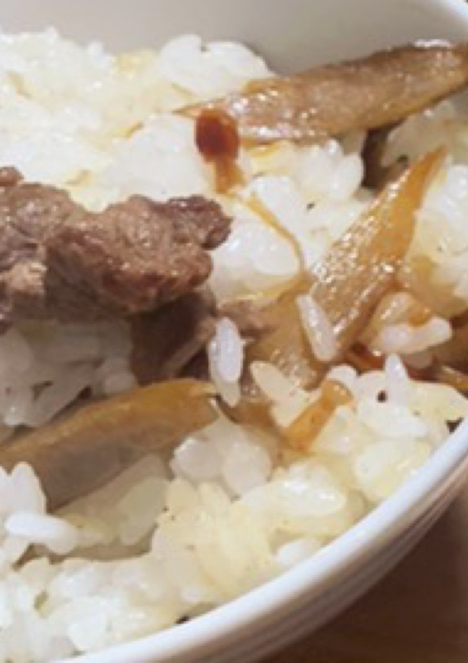 牛肉と牛蒡と榎の混ぜご飯-レシピのメイン写真