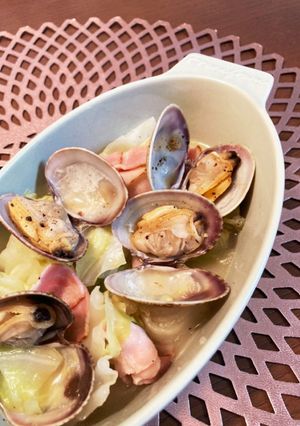 キャベツとあさりとベーコンの蒸し煮-レシピのメイン写真
