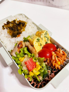 鷄もも肉マヨポン炒めとネギ入り卵焼き弁当-レシピのメイン写真