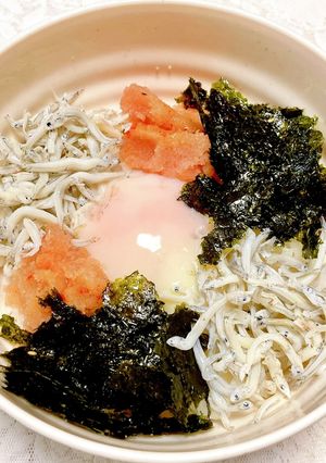 温泉卵DE作る！しらす・明太子ご飯！-レシピのメイン写真