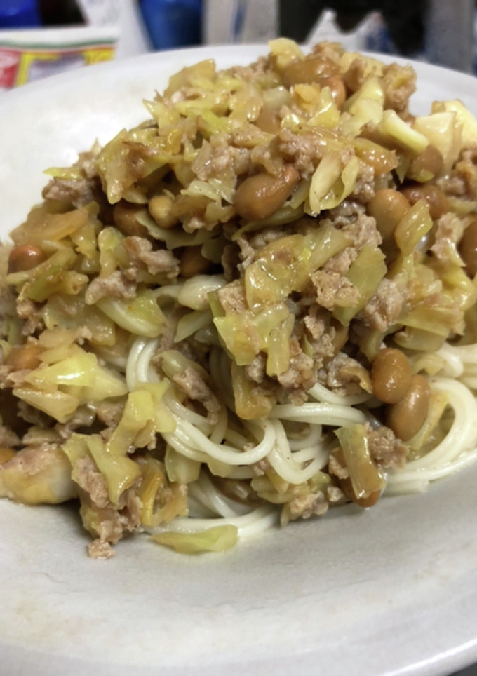 余った餃子の種と納豆スパうめん-レシピのメイン写真