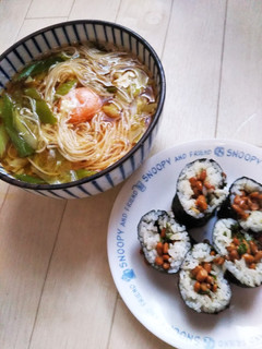 しそ入り!酢飯にしない★簡単納豆巻き-レシピのメイン写真