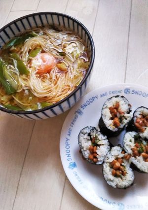 しそ入り！酢飯にしない★簡単納豆巻き-レシピのメイン写真