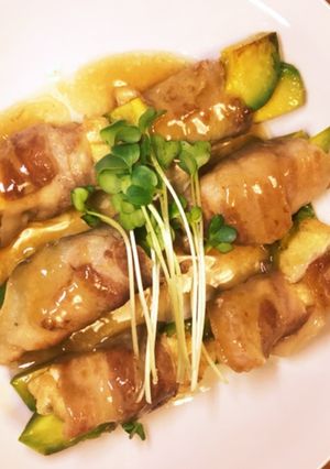 アボカドと油揚げの豚バラ巻きあんかけ-レシピのメイン写真