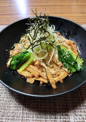 ヨウサマの減塩油揚げのパスタ風冷製うどん-レシピのメイン写真
