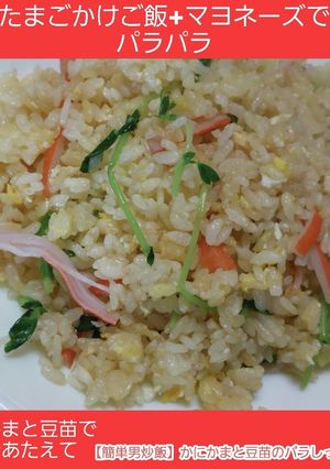 【簡単男炒飯】かにかまと豆苗炒飯-レシピのメイン写真