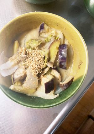 根菜茄子肉無簡単生姜ミルク味温野菜サラダ-レシピのメイン写真