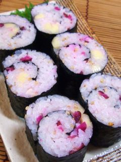 チーズとしば漬けのくるくる巻き寿司♡-レシピのメイン写真