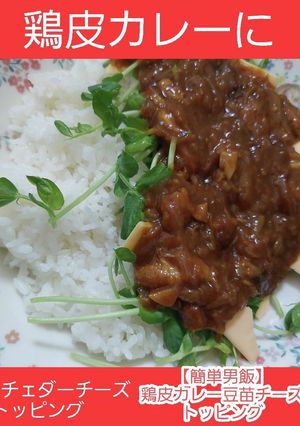 鶏皮カレーにチェダーチーズ豆苗トッピング-レシピのメイン写真