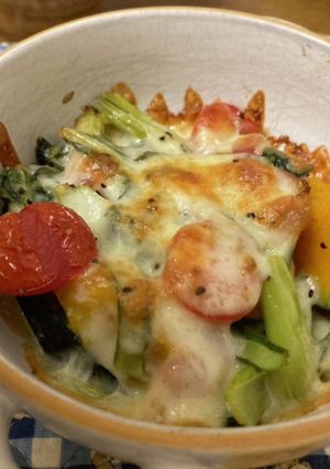 小松菜とカボチャ、ベーコンのチーズ焼き-レシピのメイン写真