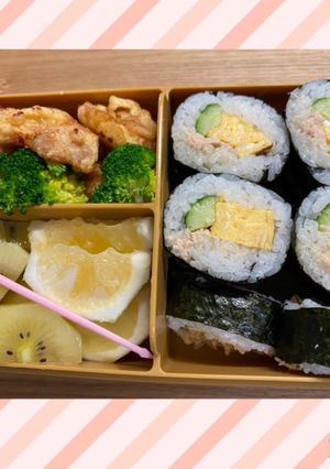 中1女子弁当アスメシ14☆のり巻き唐揚げ-レシピのメイン写真