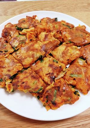 天ぷら粉でキムチチヂミ-レシピのメイン写真