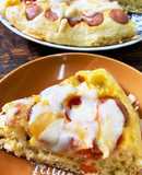 チーズとウィンナーとトマトのパンケーキ