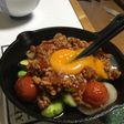 スキレットで夏野菜グリルに卵黄とろ〜り