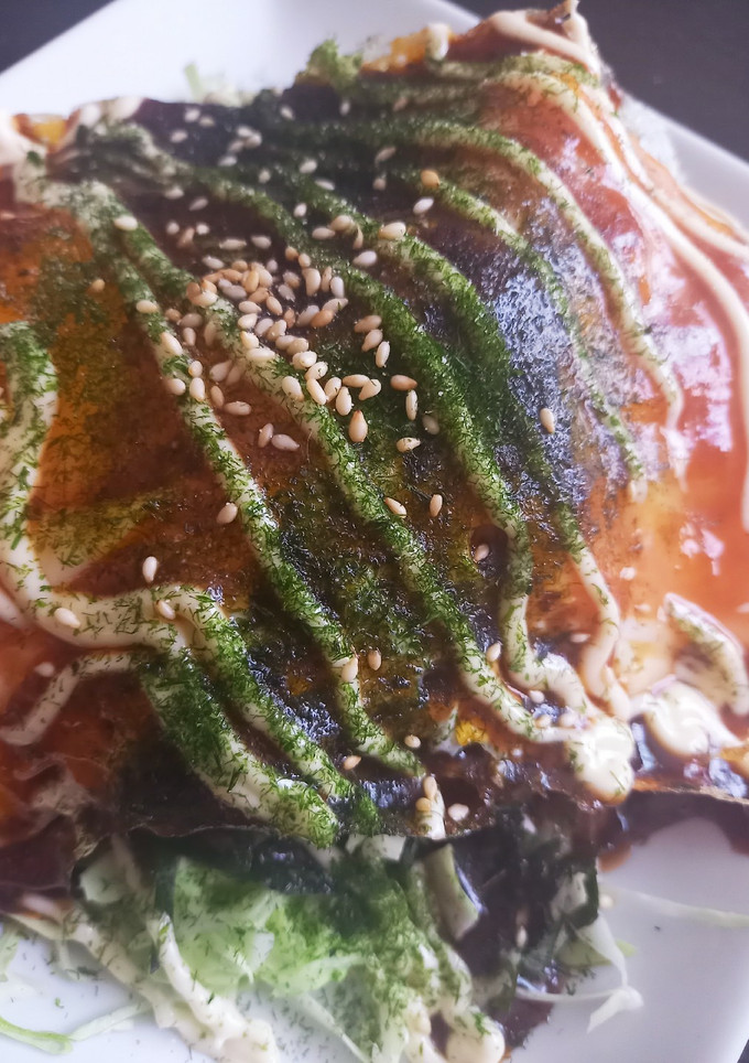 お好み焼き風の豚カツの食べ方-レシピのメイン写真