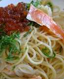 イクラとサーモンの親子パスタ