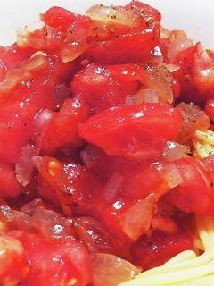 ぶっこみ☆トマトと玉ねぎの冷製パスタ♪-レシピのメイン写真
