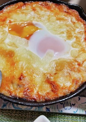 スキレットでナスと卵のトマトチーズ焼き-レシピのメイン写真