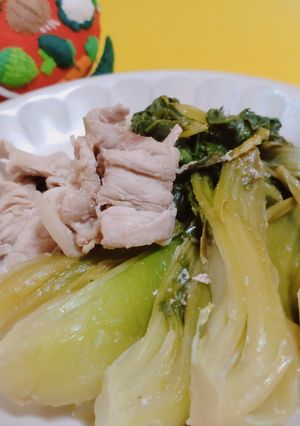 フライパンで青梗菜と豚肉の蒸し煮-レシピのメイン写真