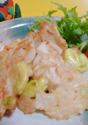そら豆と新玉ねぎの落とし焼き-レシピのメイン写真