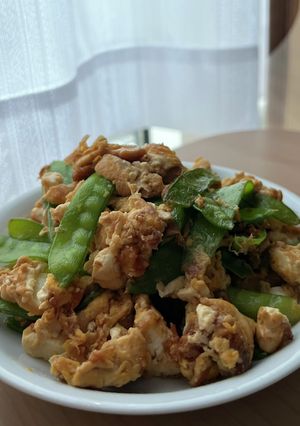 絹さやと豆腐のおかか炒め-レシピのメイン写真
