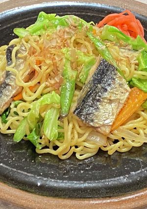 マイワシとアスパラの塩焼きそば-レシピのメイン写真