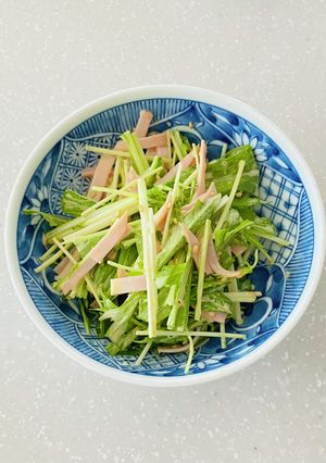 簡単! 水菜とハムのサラダ!-レシピのメイン写真