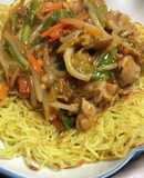 麻婆豆腐の素であんかけ焼きそば