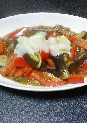 なめこ入りナスとパプリカの和洋風炒め煮-レシピのメイン写真