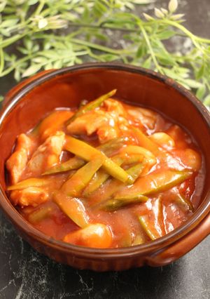 簡単！鶏アスパラのエビチリ風味-レシピのメイン写真