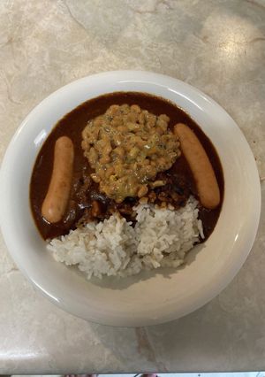 ソーセージと納豆とカレー-レシピのメイン写真