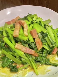 小松菜とベーコンのカレー炒め-レシピのメイン写真