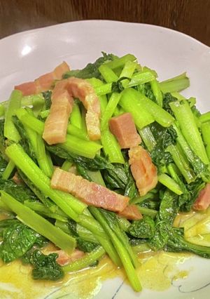 小松菜とベーコンのカレー炒め-レシピのメイン写真